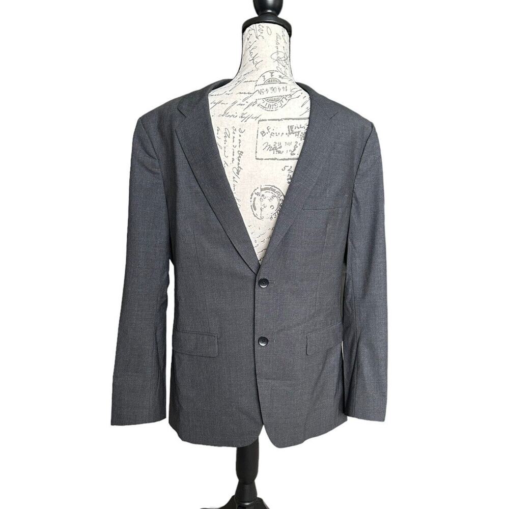Theory Xylo-NP Blazer Charcoal Gray 2 Button Single Breasted 40R Stretch Wool